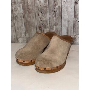 Candies Y2K Suede Wood Platform Clogs Chunky Size 8 Mules Nailhead Grommets